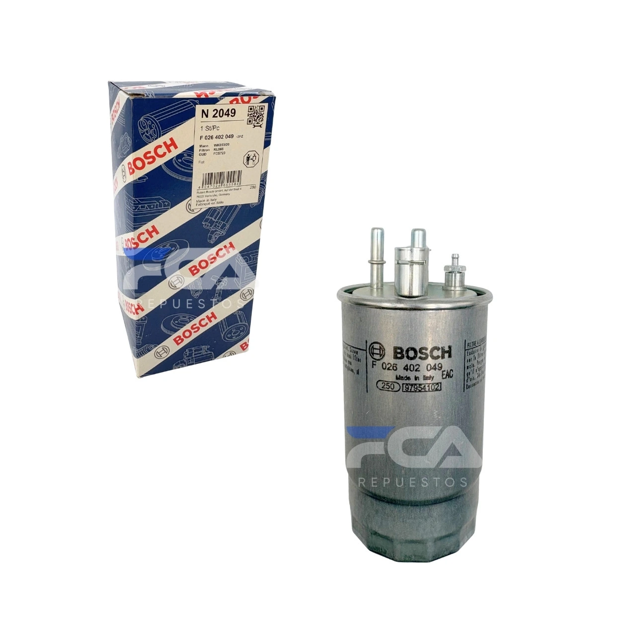 FILTRO COMBUSTIBLE BOSCH: F026402049 MANN-FILTER: WK853/20 3 FILTRO COMBUSTIBLE BOSCH: F026402049 MANN-FILTER: WK853/20